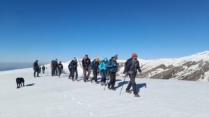 Trekking through snow