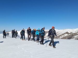 Trekking through snow